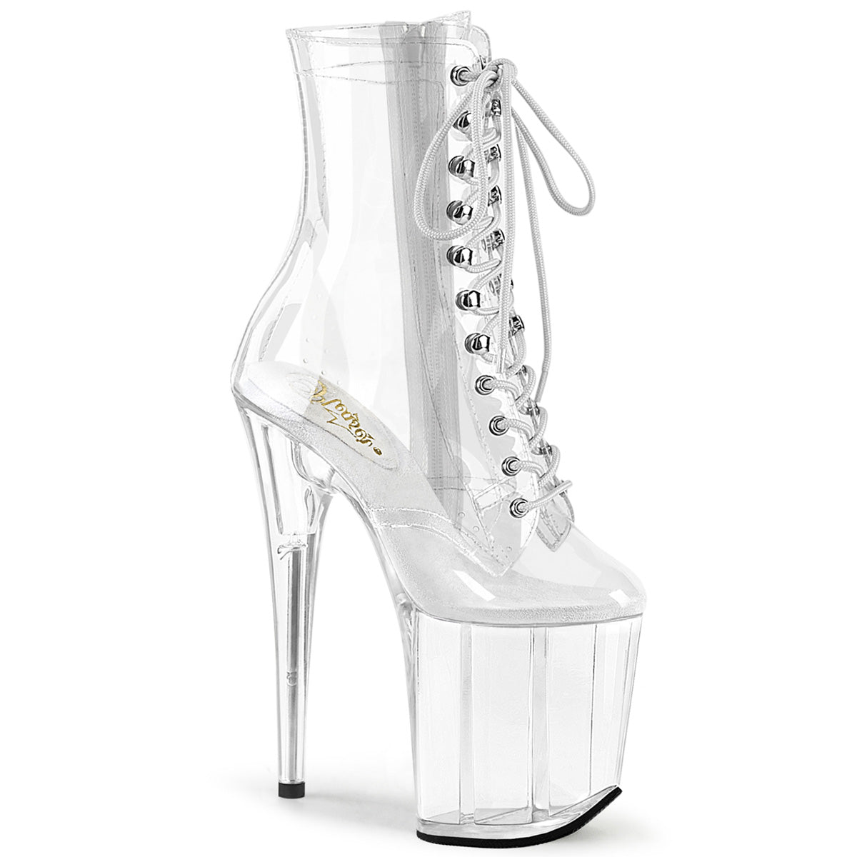 FLAMINGO-1020C *8" Heel, 4" PF Lace-Up Front Ankle Boot , Side Zip