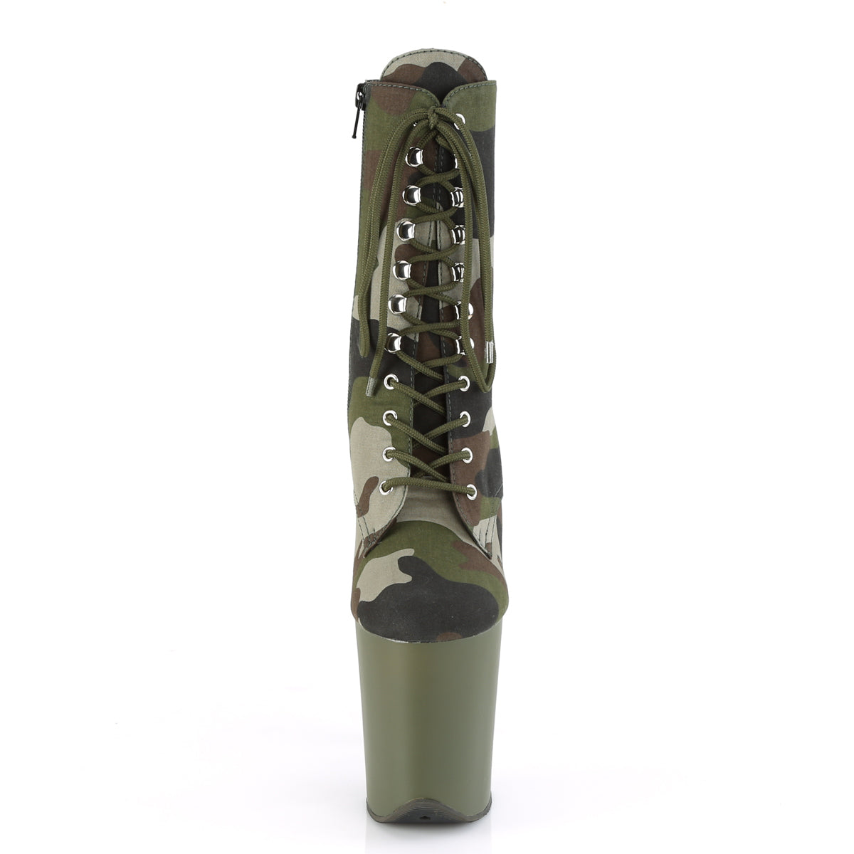 FLAMINGO-1020CAMO *8" Heel, 4" PF Lace-Up Ankle Boot, Side Zip