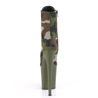 FLAMINGO-1020CAMO *8" Heel, 4" PF Lace-Up Ankle Boot, Side Zip