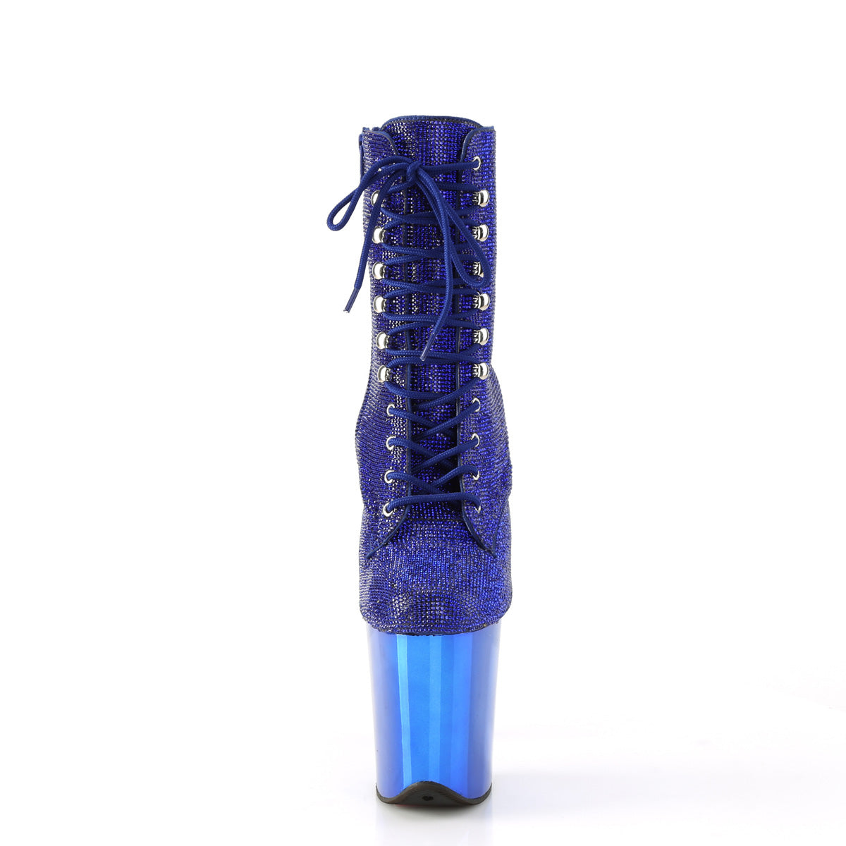 FLAMINGO-1020CHRS *8" Heel , 4" PF Lace-Up RS Embellished Ankle Boot, Side Zip