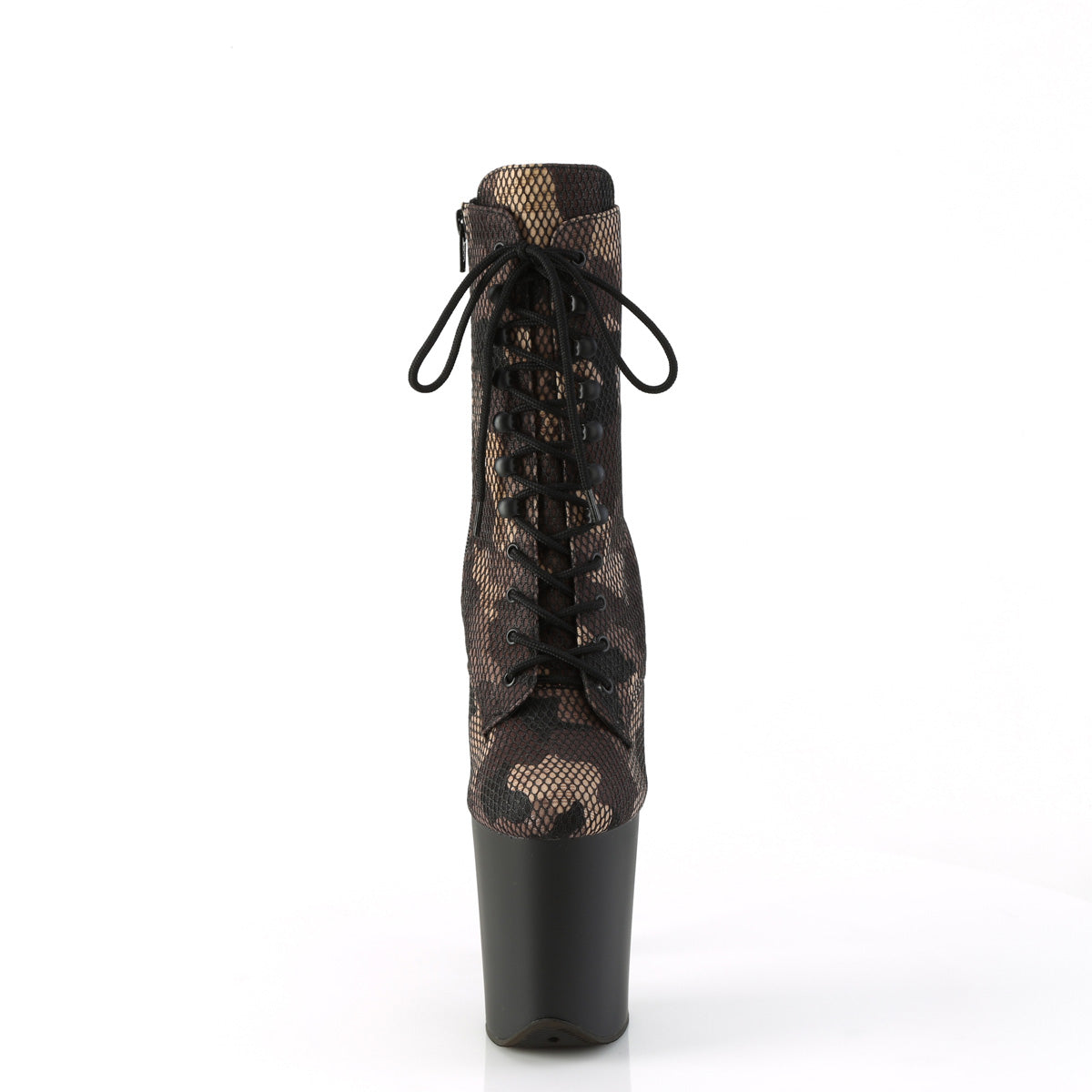 FLAMINGO-1020CM *8" Heel, 4" PF Lace-Up Front Ankle Boot, Side Zip