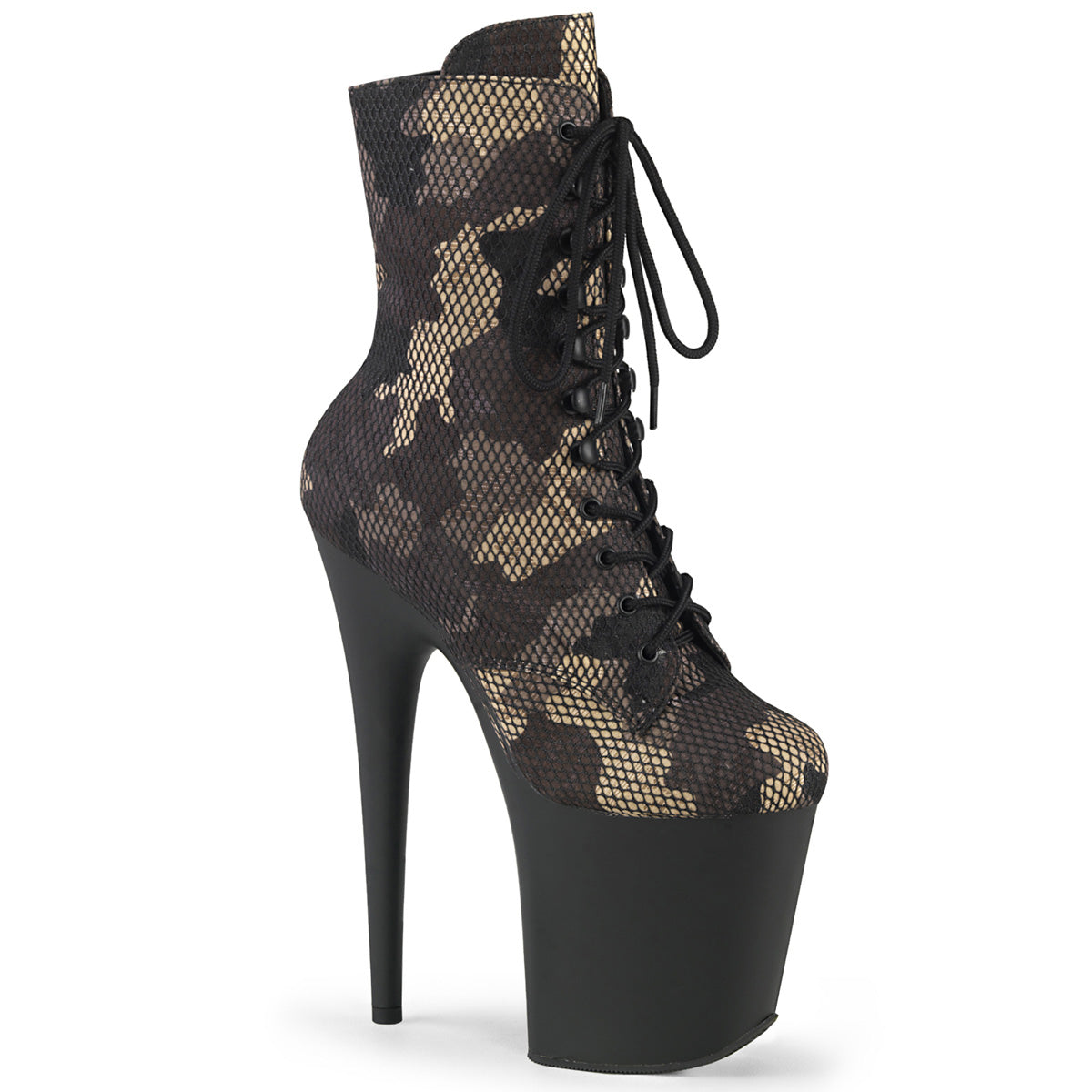 FLAMINGO-1020CM *8" Heel, 4" PF Lace-Up Front Ankle Boot, Side Zip