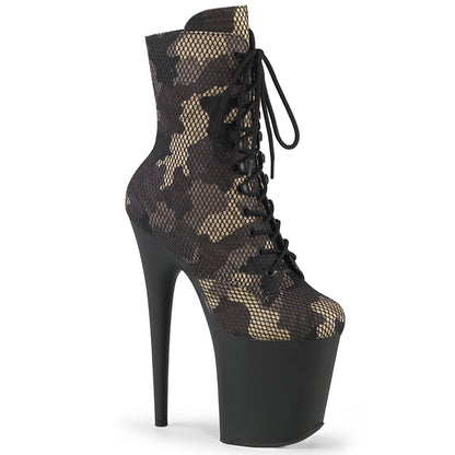 FLAMINGO-1020CM *8" Heel, 4" PF Lace-Up Front Ankle Boot, Side Zip