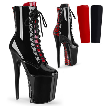 FLAMINGO-1020FH 8" Heel, 4" PF Two Tone Lace-up Ankle Boot, Side Zip