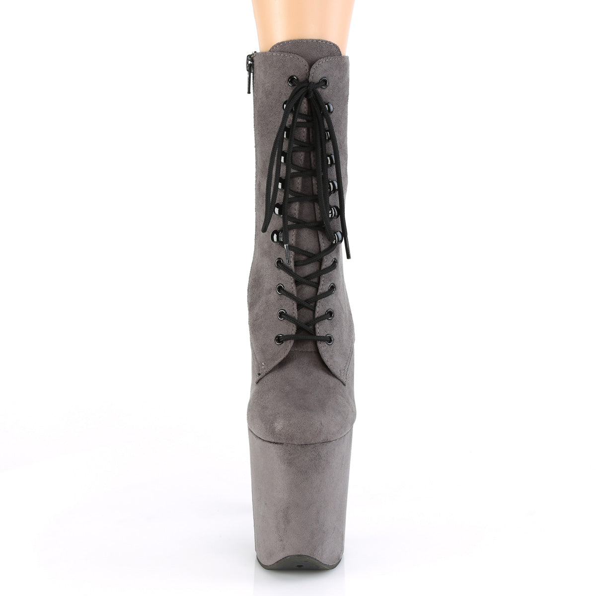FLAMINGO-1020FS 8" Heel, 4" PF Lace-Up Ankle Boot, Side Zip
