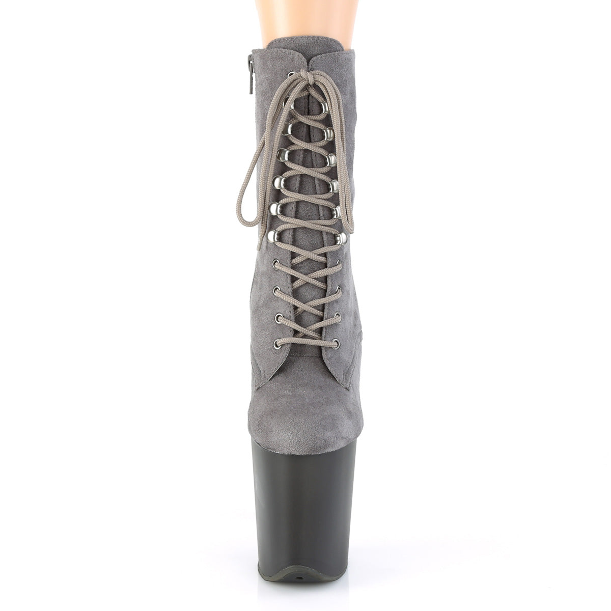 FLAMINGO-1020FST *8" Heel, 4" Tinted PF Lace-Up Front Ankle Boot, Side Zip