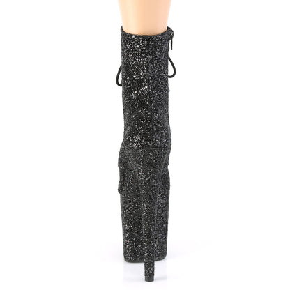 FLAMINGO-1020GWR 8" Heel, 4" PF Lace-Up Glitter Ankle Boot, Side Zip