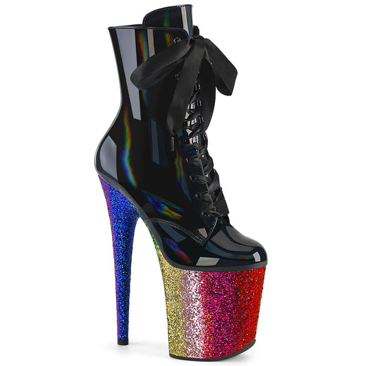FLAMINGO-1020HG *8" Heel, 4" PF Lace-Up Front Ankle Boot, Side Zip