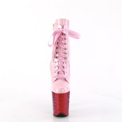 FLAMINGO-1020HG *8" Heel, 4" PF Lace-Up Front Ankle Boot, Side Zip