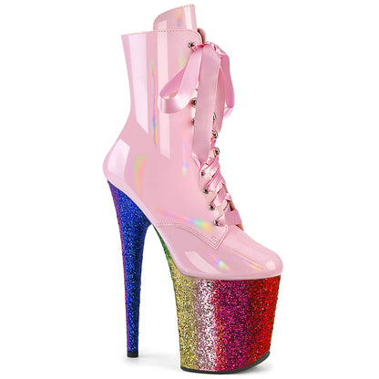 FLAMINGO-1020HG *8" Heel, 4" PF Lace-Up Front Ankle Boot, Side Zip