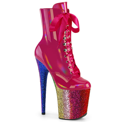 FLAMINGO-1020HG *8" Heel, 4" PF Lace-Up Front Ankle Boot, Side Zip