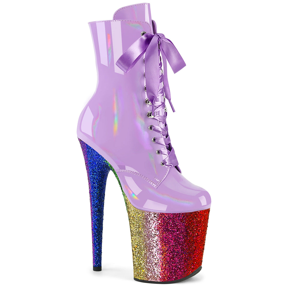 FLAMINGO-1020HG *8" Heel, 4" PF Lace-Up Front Ankle Boot, Side Zip