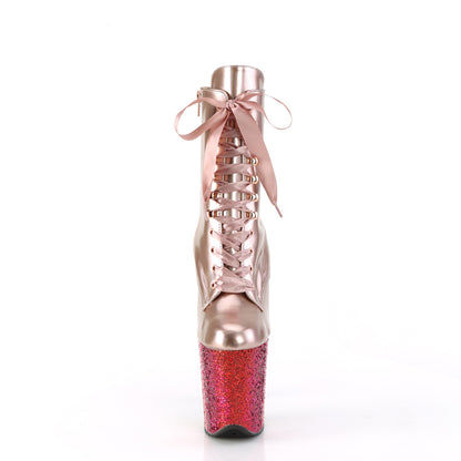 FLAMINGO-1020HG *8" Heel, 4" PF Lace-Up Front Ankle Boot, Side Zip