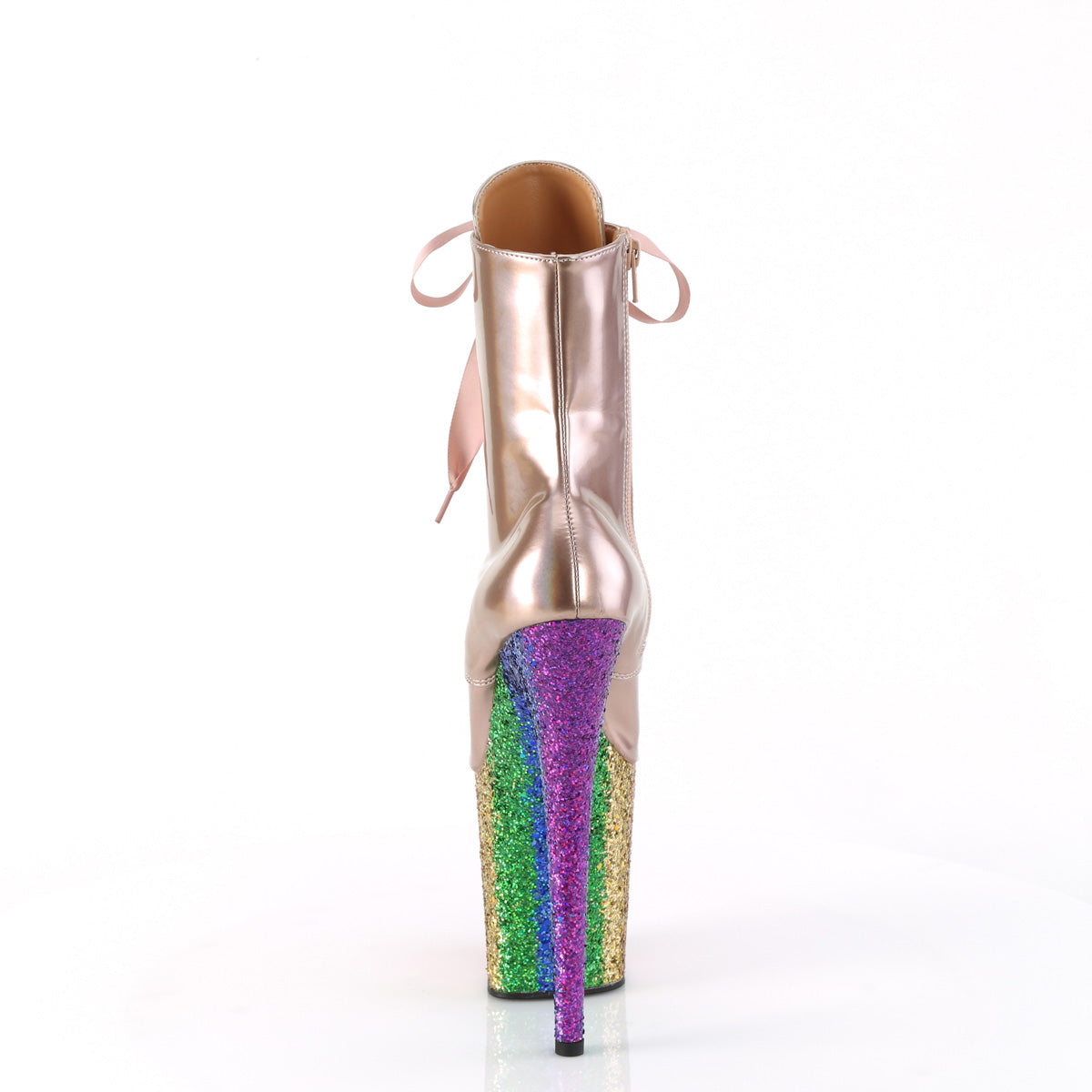 FLAMINGO-1020HG *8" Heel, 4" PF Lace-Up Front Ankle Boot, Side Zip