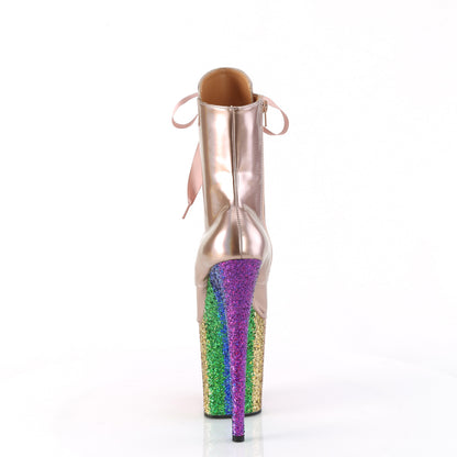 FLAMINGO-1020HG *8" Heel, 4" PF Lace-Up Front Ankle Boot, Side Zip