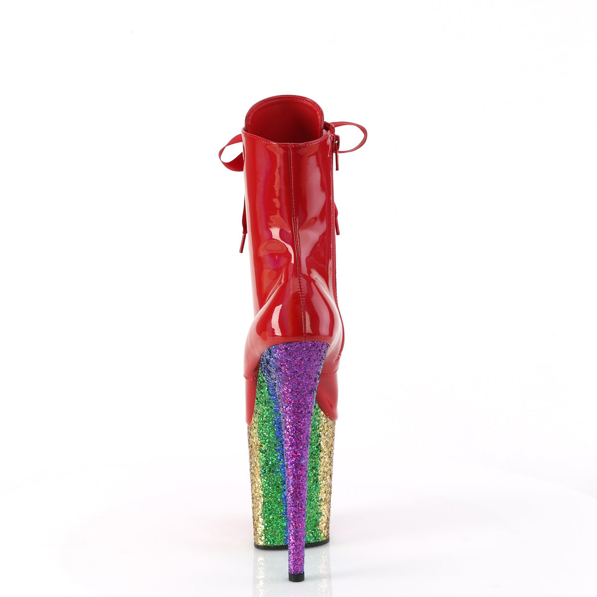 FLAMINGO-1020HG *8" Heel, 4" PF Lace-Up Front Ankle Boot, Side Zip