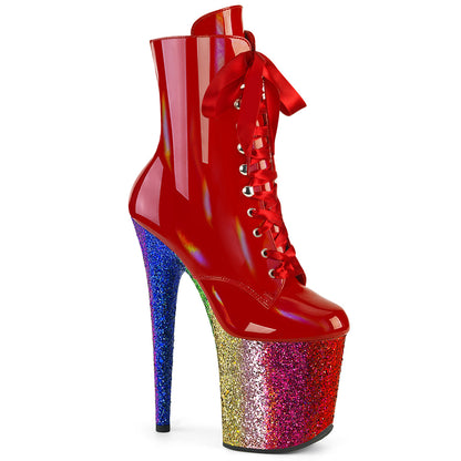 FLAMINGO-1020HG *8" Heel, 4" PF Lace-Up Front Ankle Boot, Side Zip