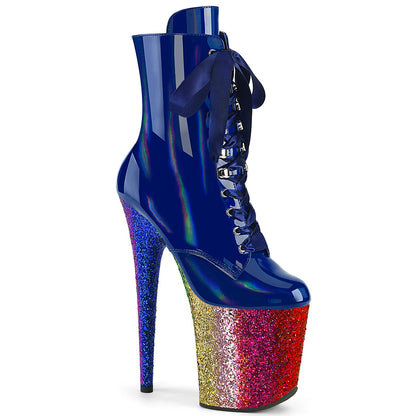 FLAMINGO-1020HG *8" Heel, 4" PF Lace-Up Front Ankle Boot, Side Zip