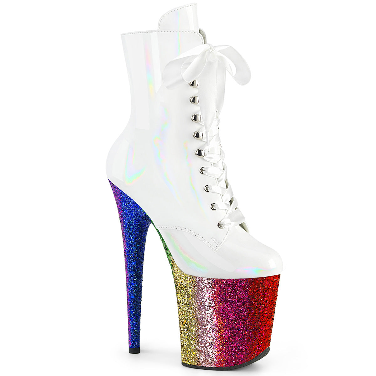 FLAMINGO-1020HG *8" Heel, 4" PF Lace-Up Front Ankle Boot, Side Zip
