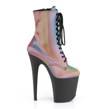 FLAMINGO-1020REFL *8" Heel, 4" PF Lace-Up Front Ankle Boot, Side Zip