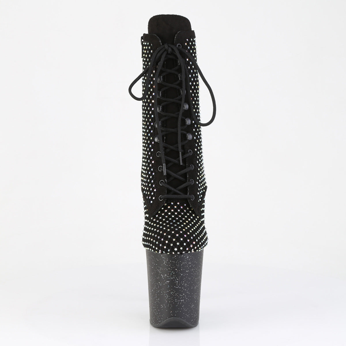 FLAMINGO-1020RM *8" Heel, 4" PF Lace-Up RS Mesh Ankle Boot, Side Zip