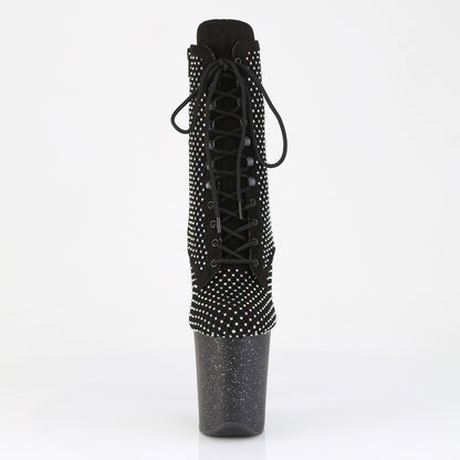 FLAMINGO-1020RM *8" Heel, 4" PF Lace-Up RS Mesh Ankle Boot, Side Zip