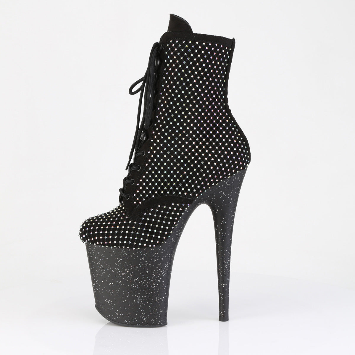 FLAMINGO-1020RM *8" Heel, 4" PF Lace-Up RS Mesh Ankle Boot, Side Zip