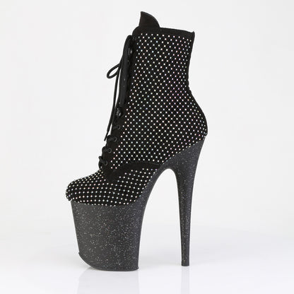 FLAMINGO-1020RM *8" Heel, 4" PF Lace-Up RS Mesh Ankle Boot, Side Zip