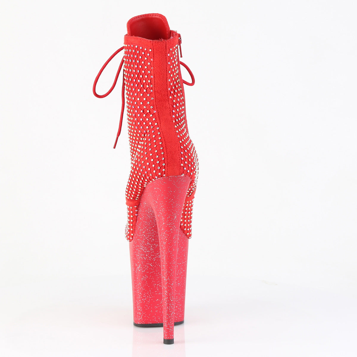 FLAMINGO-1020RM *8" Heel, 4" PF Lace-Up RS Mesh Ankle Boot, Side Zip