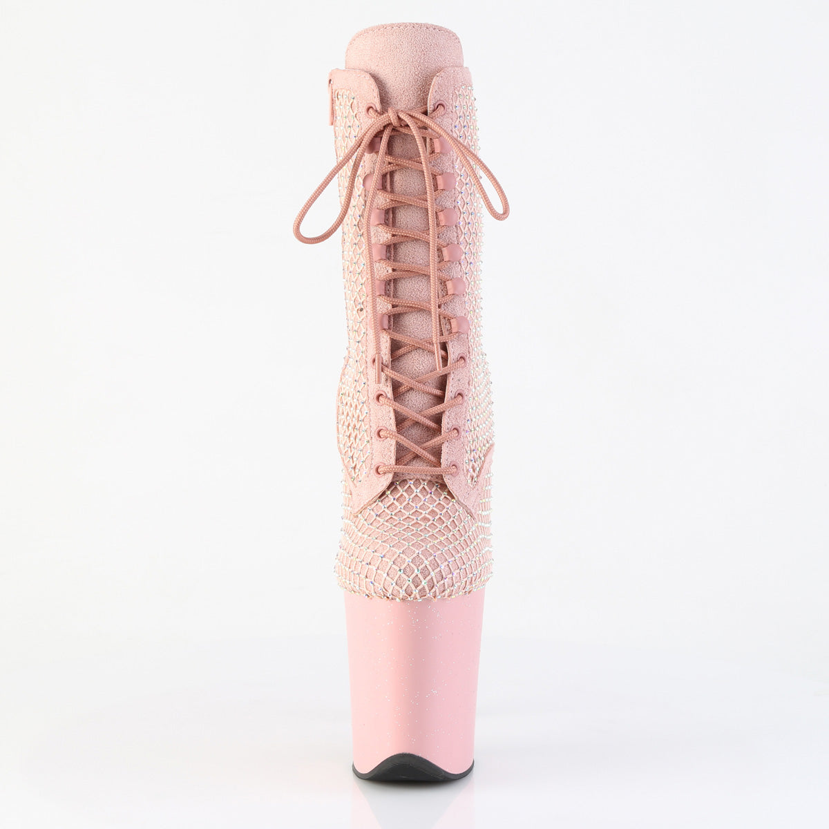 FLAMINGO-1020RM *8" Heel, 4" PF Lace-Up RS Mesh Ankle Boot, Side Zip
