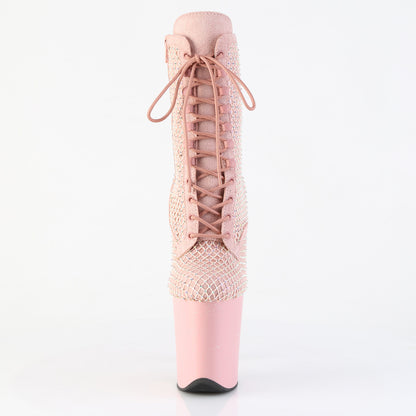 FLAMINGO-1020RM *8" Heel, 4" PF Lace-Up RS Mesh Ankle Boot, Side Zip