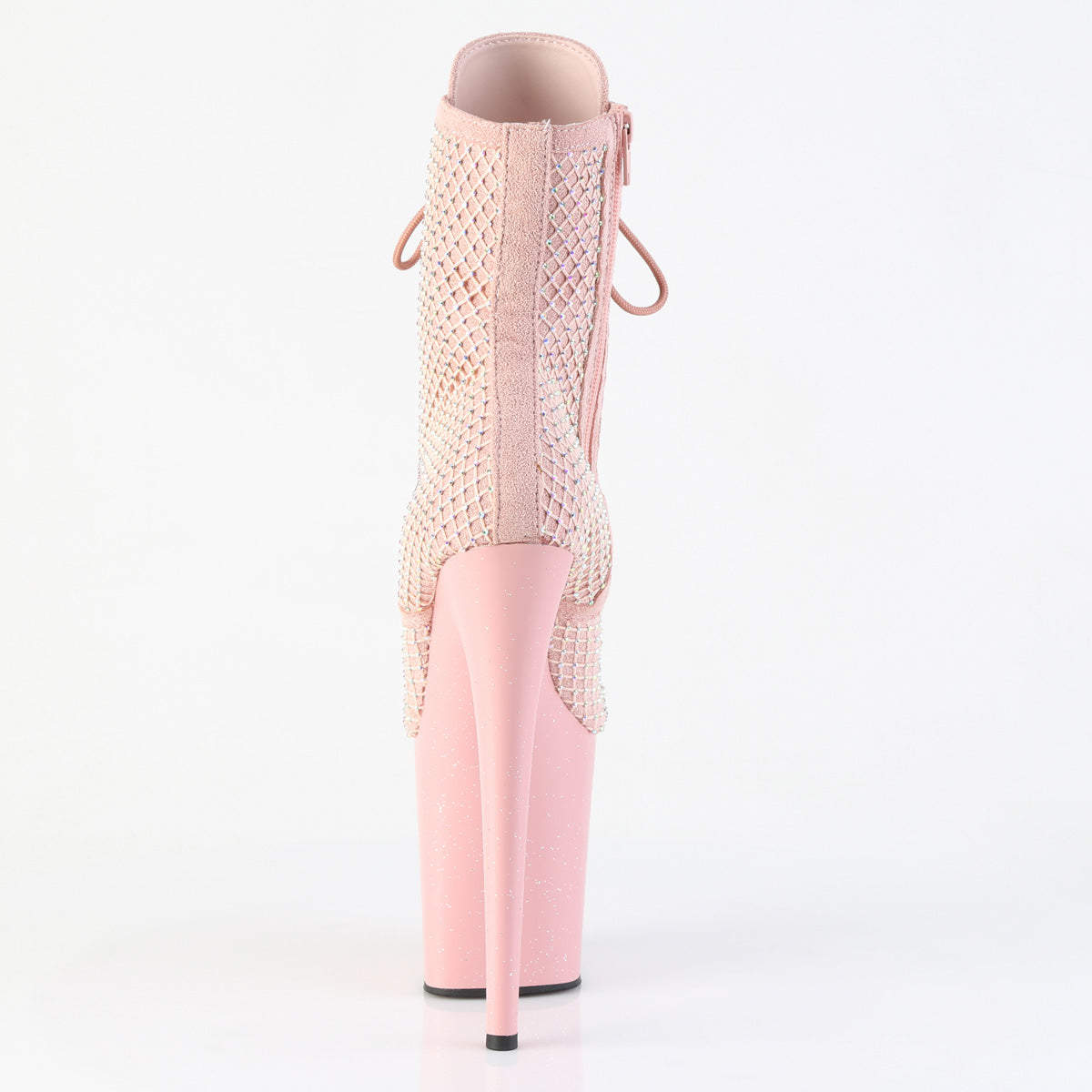 FLAMINGO-1020RM *8" Heel, 4" PF Lace-Up RS Mesh Ankle Boot, Side Zip