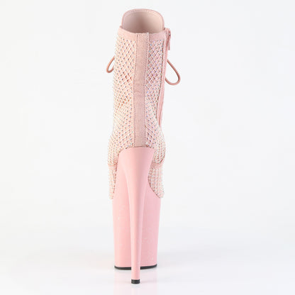 FLAMINGO-1020RM *8" Heel, 4" PF Lace-Up RS Mesh Ankle Boot, Side Zip