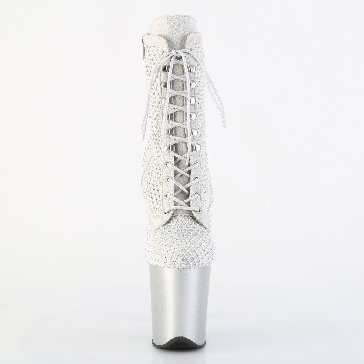 FLAMINGO-1020RM *8" Heel, 4" PF Lace-Up RS Mesh Ankle Boot, Side Zip