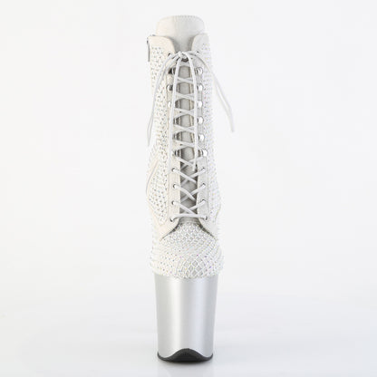 FLAMINGO-1020RM *8" Heel, 4" PF Lace-Up RS Mesh Ankle Boot, Side Zip
