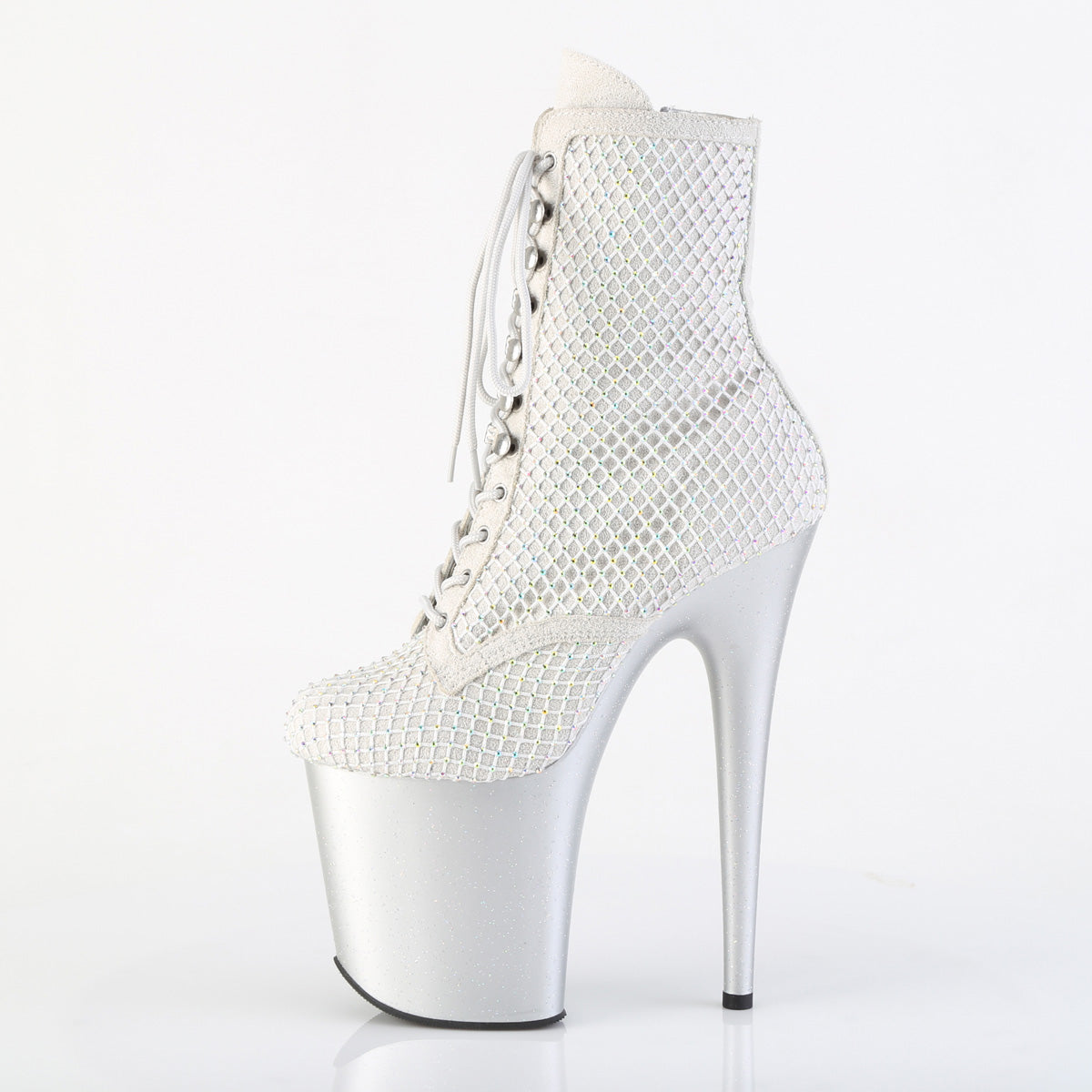FLAMINGO-1020RM *8" Heel, 4" PF Lace-Up RS Mesh Ankle Boot, Side Zip