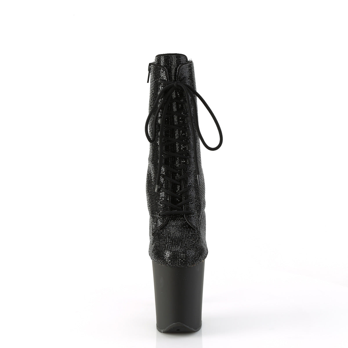 FLAMINGO-1020RS *8" Heel, 4" PF Lace-Up RS Embellished Ankle Boot, Side Zip