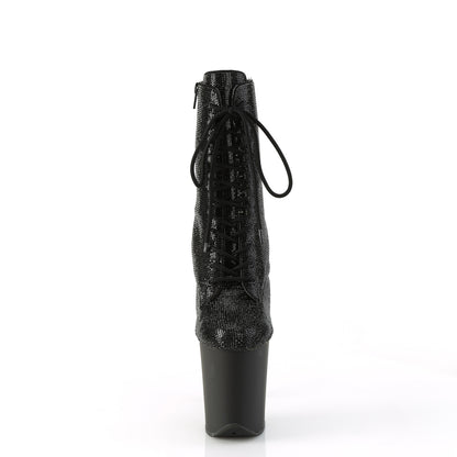 FLAMINGO-1020RS *8" Heel, 4" PF Lace-Up RS Embellished Ankle Boot, Side Zip