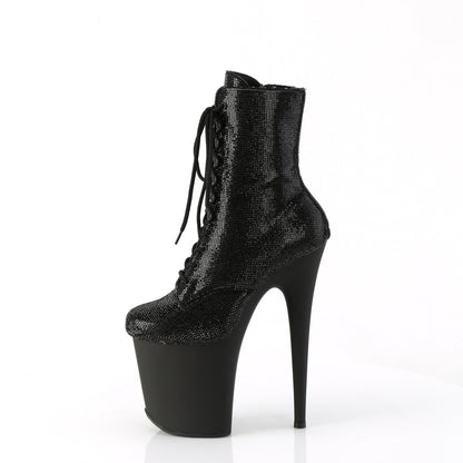 FLAMINGO-1020RS *8" Heel, 4" PF Lace-Up RS Embellished Ankle Boot, Side Zip