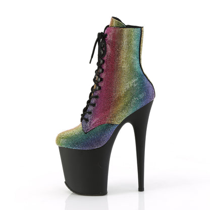FLAMINGO-1020RS *8" Heel, 4" PF Lace-Up RS Embellished Ankle Boot, Side Zip