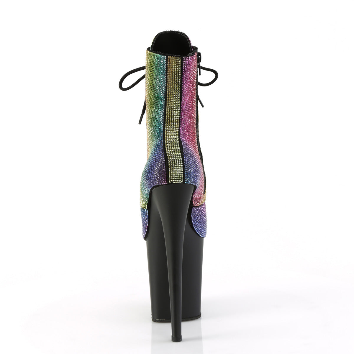 FLAMINGO-1020RS *8" Heel, 4" PF Lace-Up RS Embellished Ankle Boot, Side Zip