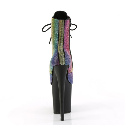 FLAMINGO-1020RS *8" Heel, 4" PF Lace-Up RS Embellished Ankle Boot, Side Zip