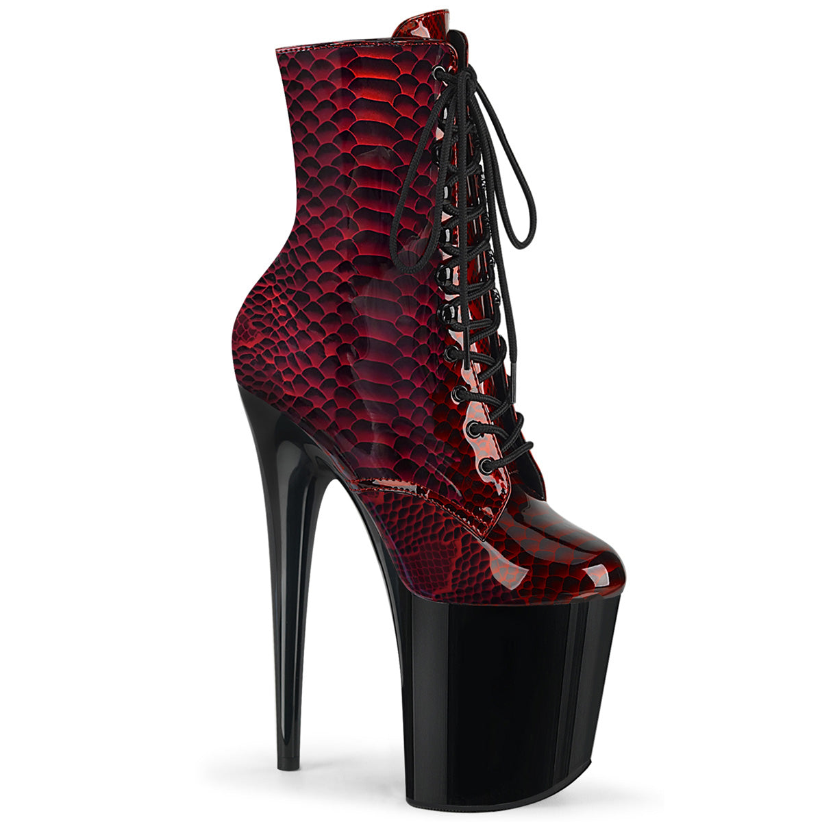 FLAMINGO-1020SP 8" heel, 4" PF Lace-Up Front Ankle Boot, Side Zip