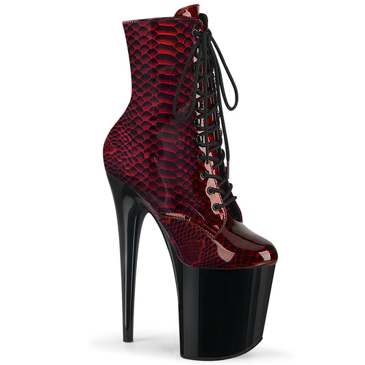 FLAMINGO-1020SP 8" heel, 4" PF Lace-Up Front Ankle Boot, Side Zip