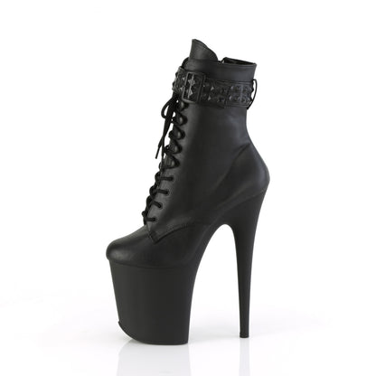 FLAMINGO-1020STR *8" Heel, 4" PF Lace-Up Front Ankle Boot, Side Zip