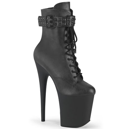 FLAMINGO-1020STR *8" Heel, 4" PF Lace-Up Front Ankle Boot, Side Zip