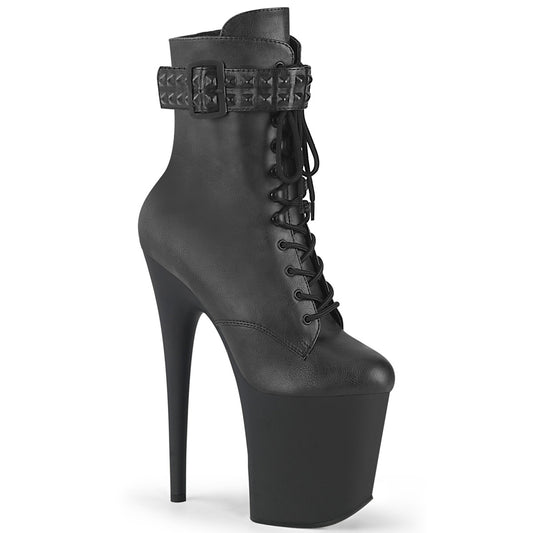 FLAMINGO-1020STR *8" Heel, 4" PF Lace-Up Front Ankle Boot, Side Zip