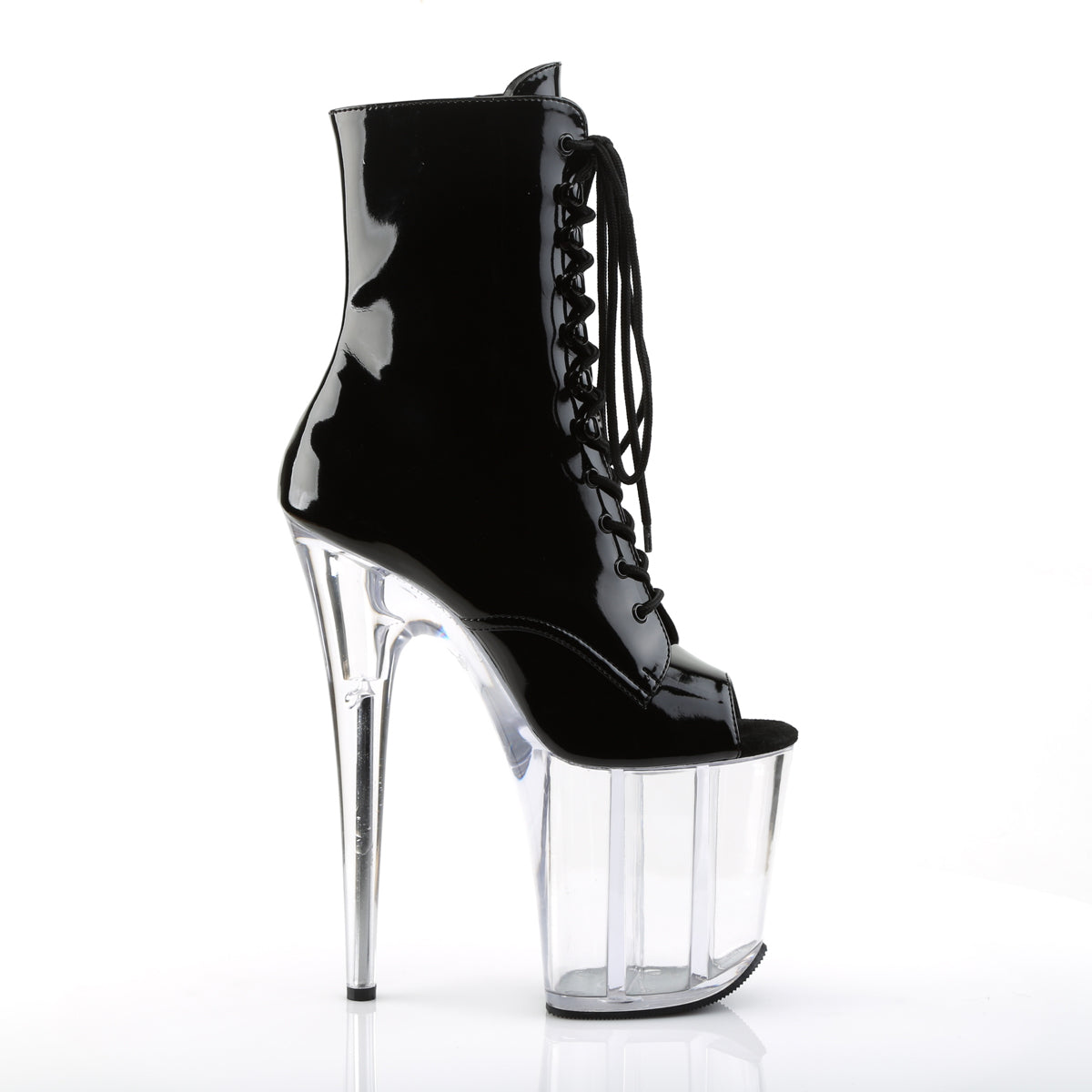 FLAMINGO-1021 8" Heel, 4" PF Peep Toe Lace-Up Ankle Boot, Side Zip
