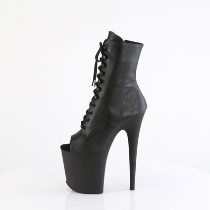 FLAMINGO-1021 8" Heel, 4" PF Peep Toe Lace-Up Ankle Boot, Side Zip