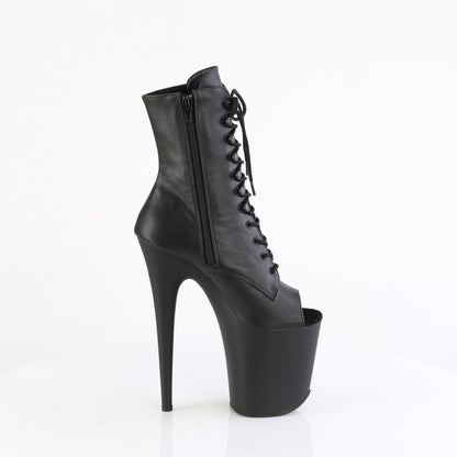 FLAMINGO-1021 8" Heel, 4" PF Peep Toe Lace-Up Ankle Boot, Side Zip